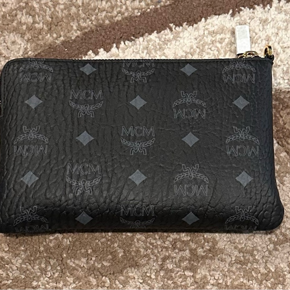 MCM Black Pebbled Leather Pouch New - Picture 2 of 7